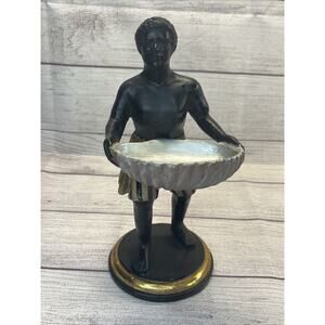 Vtg Sterling Industries Atlanta Georgia FIGURAL MAN WITH SEASHELL TRINKET HOLDER
